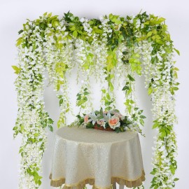 Lvydec Wisteria Artificial Flowers Garland, 4Pcs Total 28.8ft White Artificial Wisteria Vine Silk Hanging Flower for Home Garden Outdoor Ceremony Wedding Arch Floral Decor Lvydec Wisteria Artificial Flowers Garland, 4Pcs Total 28.8ft White Artificial Wisteria Vine Silk Hanging Flower for Home Garden Outdoor Ceremony Wedding Arch Floral Decor