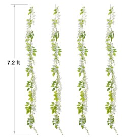 Lvydec Wisteria Artificial Flowers Garland, 4Pcs Total 28.8ft White Artificial Wisteria Vine Silk Hanging Flower for Home Garden Outdoor Ceremony Wedding Arch Floral Decor Lvydec Wisteria Artificial Flowers Garland, 4Pcs Total 28.8ft White Artificial Wisteria Vine Silk Hanging Flower for Home Garden Outdoor Ceremony Wedding Arch Floral Decor