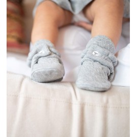 Burt\'s Bees Baby Unisex Baby, Boys Girls Quilted Booties, 100% Organic Cotton, Heather Grey 0-3 Months