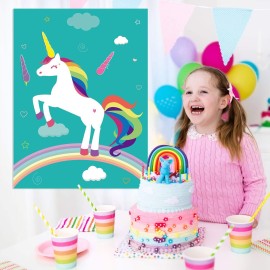 FEPITO Pin The Horn on Unicorn-game for Kids Birthday Party Game with 24 Horn Stickers Birthday Poster for Kids Unicorn-Birthday Girls Rainbow Party Favors Supplies Decoration Home Wall Decor Backdrop FEPITO Pin The Horn on Unicorn-game for Kids Birthday Party Game with 24 Horn Stickers Birthday Poster for Kids Unicorn-Birthday Girls Rainbow Party Favors Supplies Decoration Home Wall Decor Backdrop