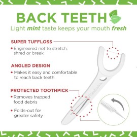 Plackers Back Teeth Micro Mint Dental Flossers, Delicious Mint Flavor, Provides Easy Access for Back Teeth, Built-in Protected Pick, Easy Storage, 75 Count, Pack of 4 Plackers Back Teeth Micro Mint Dental Flossers, Delicious Mint Flavor, Provides Easy Access for Back Teeth, Built-in Protected Pick, Easy Storage, 75 Count, Pack of 4