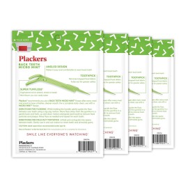 Plackers Back Teeth Micro Mint Dental Flossers, Delicious Mint Flavor, Provides Easy Access for Back Teeth, Built-in Protected Pick, Easy Storage, 75 Count, Pack of 4 Plackers Back Teeth Micro Mint Dental Flossers, Delicious Mint Flavor, Provides Easy Access for Back Teeth, Built-in Protected Pick, Easy Storage, 75 Count, Pack of 4