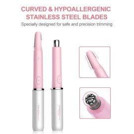 TOUCHBeauty Hair Trimmer for Face Eyebrow Nose Ear Body Hair Trimming, All in ONE Hair Remover for Women & Men Dual Blades Shaver Battery Powered TB-1458