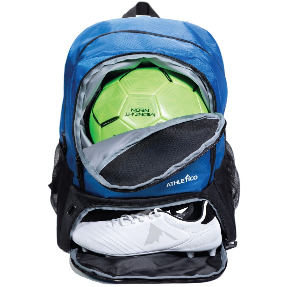 Athletico Youth Soccer Bag - Soccer Backpack & Bags for Basketball, Volleyball & Football | Includes Separate Cleat and Ball Compartment (Blue)