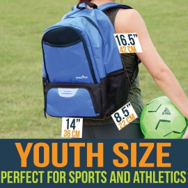 Athletico Youth Soccer Bag - Soccer Backpack & Bags for Basketball, Volleyball & Football | Includes Separate Cleat and Ball Compartment (Blue)