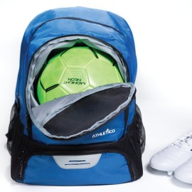 Athletico Youth Soccer Bag - Soccer Backpack & Bags for Basketball, Volleyball & Football | Includes Separate Cleat and Ball Compartment (Blue)
