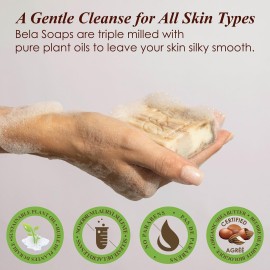 BELA Sandalwood Soap 3.3 OZ, Pack of 6 French Triple Milled Bar Soap with Organic Shea Butter, Hand, Face and Body Wash Bar, Made in Australia