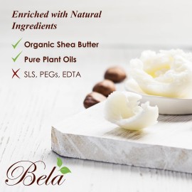 BELA Sandalwood Soap 3.3 OZ, Pack of 6 French Triple Milled Bar Soap with Organic Shea Butter, Hand, Face and Body Wash Bar, Made in Australia