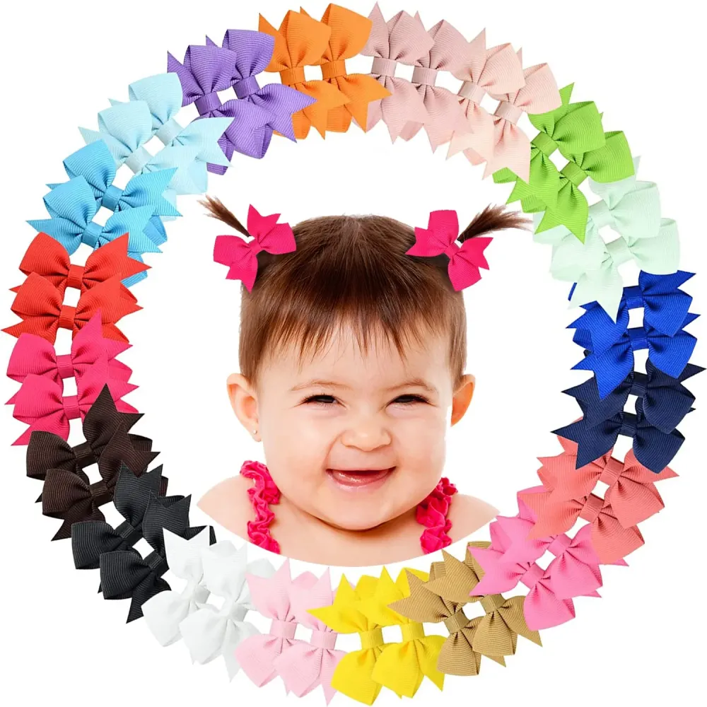2 Baby Hair Clips Fully Lined Bows Tiny Alligator Clips for Infants and Toddlers in Pairs 2 Baby Hair Clips Fully Lined Bows Tiny Alligator Clips for Infants and Toddlers in Pairs