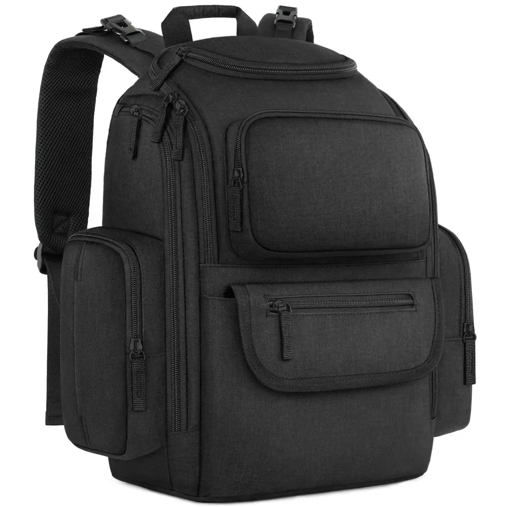 Mancro Diaper Bag Backpack, Multifunctional Dad Diaper Bag with 2 Side Insulated Pockets, Travel Water Resistant Baby Diaper Backpack for Men Women with Stroller Straps, Black Mancro Diaper Bag Backpack, Multifunctional Dad Diaper Bag with 2 Side Insulated Pockets, Travel Water Resistant Baby Diaper Backpack for Men Women with Stroller Straps, Black
