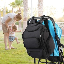 Mancro Diaper Bag Backpack, Multifunctional Dad Diaper Bag with 2 Side Insulated Pockets, Travel Water Resistant Baby Diaper Backpack for Men Women with Stroller Straps, Black Mancro Diaper Bag Backpack, Multifunctional Dad Diaper Bag with 2 Side Insulated Pockets, Travel Water Resistant Baby Diaper Backpack for Men Women with Stroller Straps, Black