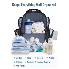 Mancro Diaper Bag Backpack, Multifunctional Dad Diaper Bag with 2 Side Insulated Pockets, Travel Water Resistant Baby Diaper Backpack for Men Women with Stroller Straps, Black Mancro Diaper Bag Backpack, Multifunctional Dad Diaper Bag with 2 Side Insulated Pockets, Travel Water Resistant Baby Diaper Backpack for Men Women with Stroller Straps, Black