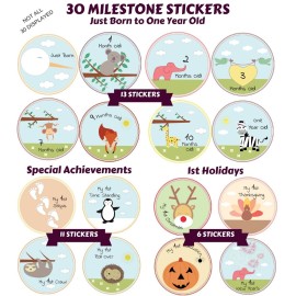 Baby Memory Book w/Keepsake Box & 30 Monthly & Baby First Milestone Stickers - Gender Neutral First Year Scrapbook Journal - Baby Photo Album for Boys Baby Memory Book w/Keepsake Box & 30 Monthly & Baby First Milestone Stickers - Gender Neutral First Year Scrapbook Journal - Baby Photo Album for Boys