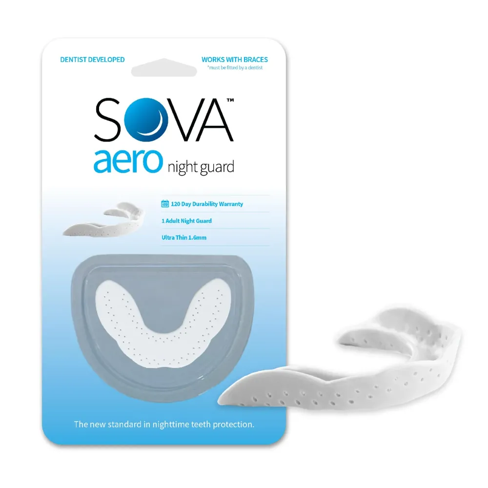 SOVA Aero Night Guard - 1.6mm Thin - Custom-Molded Fit - Protects Against Nighttime Teeth Grinding & Clenching - FSA/HSA Eligible - Odor & Taste Free - Remoldable Up to 20 Times - Non Toxic SOVA Aero Night Guard - 1.6mm Thin - Custom-Molded Fit - Protects Against Nighttime Teeth Grinding & Clenching - FSA/HSA Eligible - Odor & Taste Free - Remoldable Up to 20 Times - Non Toxic