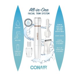 Conair All-In-1 Facial Hair Removal for Women, Cordless Electric Trimmer, Perfect for Face, Ear/Nose, Eyebrows, and Bikini Lines Conair All-In-1 Facial Hair Removal for Women, Cordless Electric Trimmer, Perfect for Face, Ear/Nose, Eyebrows, and Bikini Lines
