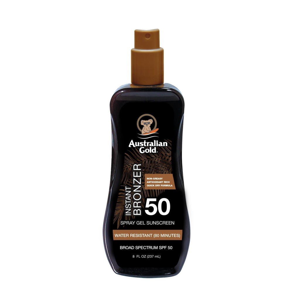 Australian Gold Spray Gel Sunscreen with Instant Bronzer SPF 50, 8 Ounce | Moisturize & Hydrate Skin | Broad Spectrum | Water Resistant,B07DG52KLY Australian Gold Spray Gel Sunscreen with Instant Bronzer SPF 50, 8 Ounce | Moisturize & Hydrate Skin | Broad Spectrum | Water Resistant,B07DG52KLY