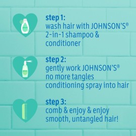 Johnson\'s Kids No More Tangles 2-in-1 Detangling Shampoo & Conditioner for Kids & Toddlers, Gentle & No More Tears, Hypoallergenic & Free of Parabens, Sulfates & Dyes, 20.3 fl. oz