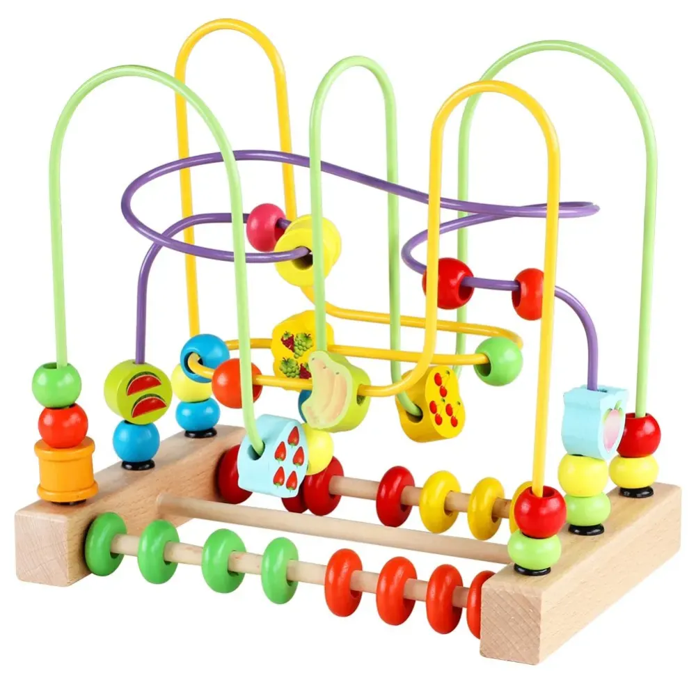 QZMTOY Wooden Toys for Toddlers, Bead Maze Toy for Toddlers with Colorful Animals Fruits Shapes, Educational Counting Learning Circle Toys for Kids, Classic Gifts for Boys Girls Baby QZMTOY Wooden Toys for Toddlers, Bead Maze Toy for Toddlers with Colorful Animals Fruits Shapes, Educational Counting Learning Circle Toys for Kids, Classic Gifts for Boys Girls Baby