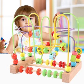QZMTOY Wooden Toys for Toddlers, Bead Maze Toy for Toddlers with Colorful Animals Fruits Shapes, Educational Counting Learning Circle Toys for Kids, Classic Gifts for Boys Girls Baby QZMTOY Wooden Toys for Toddlers, Bead Maze Toy for Toddlers with Colorful Animals Fruits Shapes, Educational Counting Learning Circle Toys for Kids, Classic Gifts for Boys Girls Baby