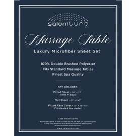 Saloniture 3-Piece Microfiber Massage Table Sheet Set - Premium Facial Bed Cover - Includes Flat and Fitted Sheets with Face Cradle Cover - Natural Saloniture 3-Piece Microfiber Massage Table Sheet Set - Premium Facial Bed Cover - Includes Flat and Fitted Sheets with Face Cradle Cover - Natural