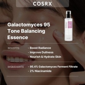 COSRX Galactomyces 95 Tone Balancing Toner, 100ml / 3.38 fl.oz, Moisturizing, Skin Soothing, Contains 95% Galactomyces Ferment Filtrate, For All Skin Types, Korean Skin Care COSRX Galactomyces 95 Tone Balancing Toner, 100ml / 3.38 fl.oz, Moisturizing, Skin Soothing, Contains 95% Galactomyces Ferment Filtrate, For All Skin Types, Korean Skin Care