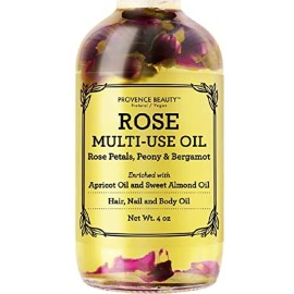 BEAUTE DE PROVENCE Multi-Use Oil for Face, Body and Hair - Organic Blend of Apricot, Vitamin E and Sweet Almond Oil Moisturizer for Dry Skin, Scalp and Nails - Rose Petals, and Bergamot Essential Oil