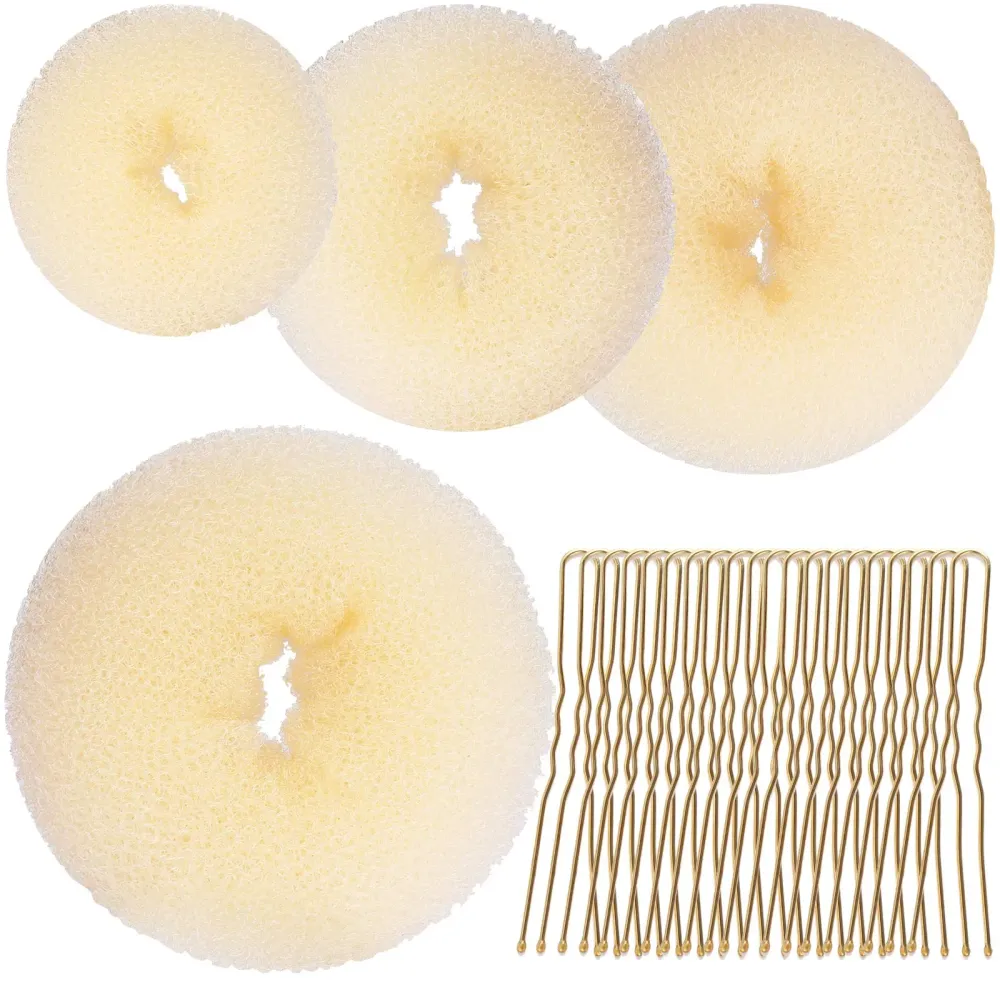 Teenitor Hair Bun Shaper Set with Extra-large, Large, Medium, Small Doughnuts Ring Stylers, 20pcs Blonde Large Bobby Pins Teenitor Hair Bun Shaper Set with Extra-large, Large, Medium, Small Doughnuts Ring Stylers, 20pcs Blonde Large Bobby Pins