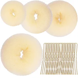 Teenitor Hair Bun Shaper Set with Extra-large, Large, Medium, Small Doughnuts Ring Stylers, 20pcs Blonde Large Bobby Pins
