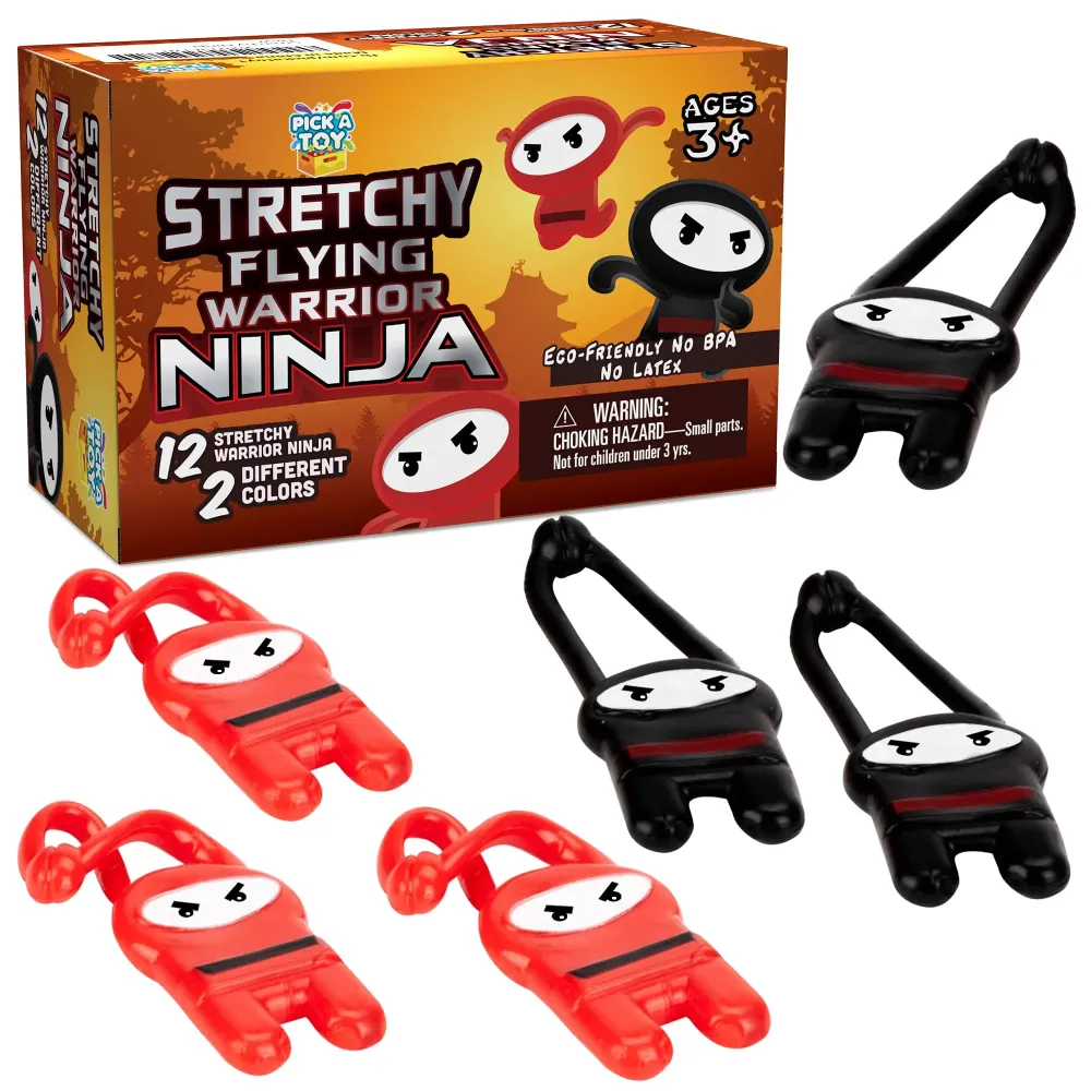 PICK A TOY Stretchy Flying Ninjas 12-Pieces, Slingshot Toys for Boys & Girls, Easter Egg Filler, Karate Birthday Goodie Bags Stuffer & Ninja Party Favors Supplies PICK A TOY Stretchy Flying Ninjas 12-Pieces, Slingshot Toys for Boys & Girls, Easter Egg Filler, Karate Birthday Goodie Bags Stuffer & Ninja Party Favors Supplies