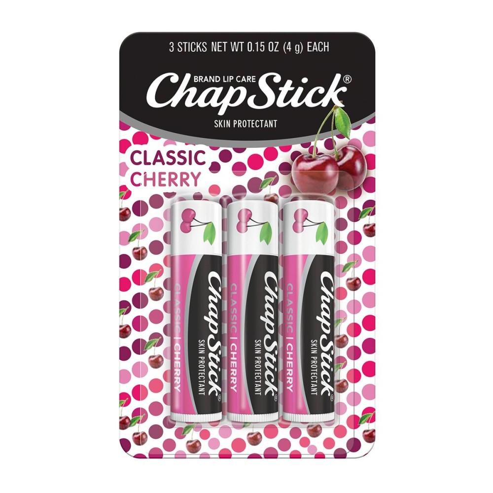ChapStick Classic Skin Protectant Flavored Lip Balm Tube, Cherry Flavor, 0.15 Ounce (Pack of 3) ChapStick Classic Skin Protectant Flavored Lip Balm Tube, Cherry Flavor, 0.15 Ounce (Pack of 3)