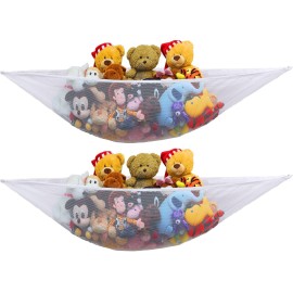 Simple Houseware 2 PK - Stuffed Animals Jumbo Toy Storage Hammock, White