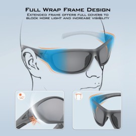 KastKing Hiwassee Polarized Sport Sunglasses for Men and Women, Matte Smoke Crystal Frame,Smoke Lens