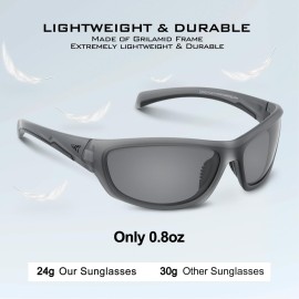 KastKing Hiwassee Polarized Sport Sunglasses for Men and Women, Matte Smoke Crystal Frame,Smoke Lens