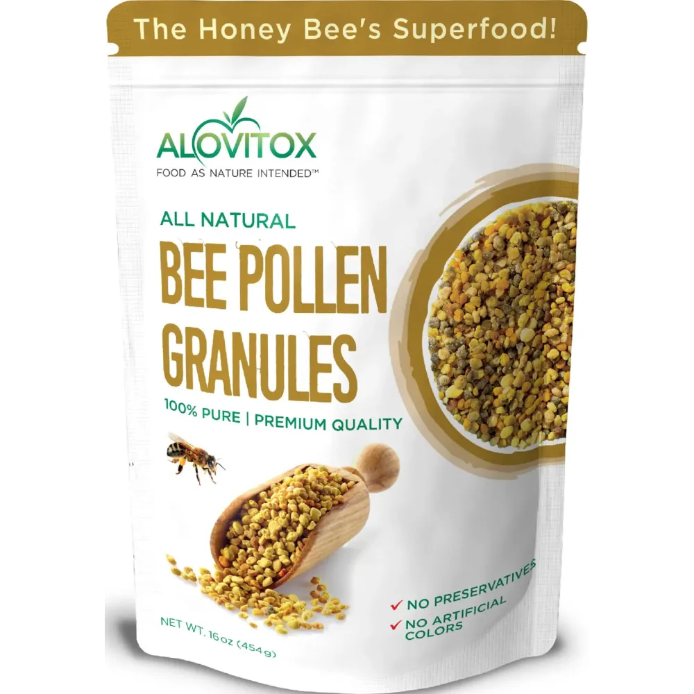 Alovitox Bee Pollen Granules 16 Oz | 100% Pure, Fresh Raw Bee Pollen | Superfood Packed Bee Pollen with Antioxidant, Protein, Vitamins & More | Nutritional Yeast & Gluten Free Alovitox Bee Pollen Granules 16 Oz | 100% Pure, Fresh Raw Bee Pollen | Superfood Packed Bee Pollen with Antioxidant, Protein, Vitamins & More | Nutritional Yeast & Gluten Free