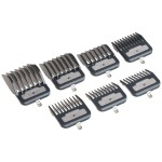 Andis Master Series Premium Hair Clipper Attachment Comb Set, Clipper Guards Cutting Guides with Metal Clip, Black, 7 Count