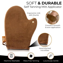 Self Tanning Mitt Applicator With Thumb - Ultra Soft Self Tanner Mitt for Applying Tanning Mousse or Lotion - Machine Washable & Reusable Sunless Tanning Glove for Streak-Free Tan Self Tanning Mitt Applicator With Thumb - Ultra Soft Self Tanner Mitt for Applying Tanning Mousse or Lotion - Machine Washable & Reusable Sunless Tanning Glove for Streak-Free Tan
