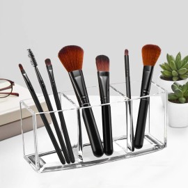 Watpot Acrylic Makeup Brush Organizer Holder Clear Cosmetic Brushes Storage with 3 Slots Watpot Acrylic Makeup Brush Organizer Holder Clear Cosmetic Brushes Storage with 3 Slots