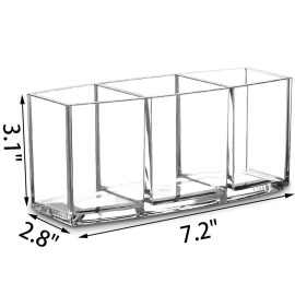 Watpot Acrylic Makeup Brush Organizer Holder Clear Cosmetic Brushes Storage with 3 Slots Watpot Acrylic Makeup Brush Organizer Holder Clear Cosmetic Brushes Storage with 3 Slots