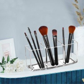 Watpot Acrylic Makeup Brush Organizer Holder Clear Cosmetic Brushes Storage with 3 Slots Watpot Acrylic Makeup Brush Organizer Holder Clear Cosmetic Brushes Storage with 3 Slots