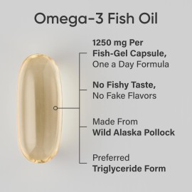 Sports Research Triple Strength Omega 3 Fish Oil - Burpless Fish Oil Supplement w/EPA & DHA Fatty Acids from Single-Source Wild Alaskan Pollock - 1250 mg, 90 ct Sports Research Triple Strength Omega 3 Fish Oil - Burpless Fish Oil Supplement w/EPA & DHA Fatty Acids from Single-Source Wild Alaskan Pollock - 1250 mg, 90 ct