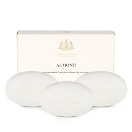 Caswell-Massey Natural Bar Soap for Men & Women, Moisturizing Body Soap Bar for All Skin Types, Made with Essential Oils & Plant-Based Formula for Soft Skin, Almond, 3x5.8 oz Gift Set