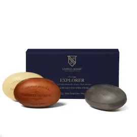Caswell-Massey Mens Bar Soap, Moisturizing Body Wash for Bath or Shower, Mens Soap Bar for All Skin Types, Essential Oils & Plant-Based, Various Sandalwood Scents, & Tricorn, 3 (5.8 oz bar) Gift Set