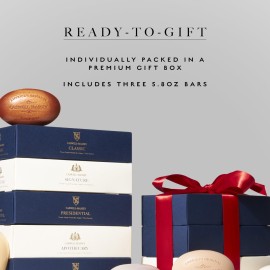 Caswell-Massey Mens Bar Soap, Moisturizing Body Wash for Bath or Shower, Mens Soap Bar for All Skin Types, Essential Oils & Plant-Based, Various Sandalwood Scents, & Tricorn, 3 (5.8 oz bar) Gift Set