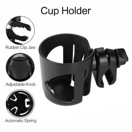 Accmor Stroller Cup Holder, Universal Cup Holder, 360 Rotatable Large Caliber Designed Bottle Cage for Bike, Stroller, Wheelchair, Walker, Scooter, Black