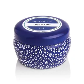 Capri Blue Volcano Scented Mini Tin Candle - Printed Mini Tin Jar Candle - Luxury Candles for Home Scented with Tropical Fruit & Sugared Citrus - Soy Candle Wax Blend - Blue Candle (3 oz)