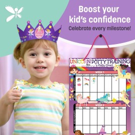 Potty Training Chart for Toddlers Girls, Unicorn Design - Sticker Chart, 4 Week Reward Chart - 213 Cute Stickers, Certificate, Instruction Booklet & Motivational Cards - Bonus Celebratory Crown Potty Training Chart for Toddlers Girls, Unicorn Design - Sticker Chart, 4 Week Reward Chart - 213 Cute Stickers, Certificate, Instruction Booklet & Motivational Cards - Bonus Celebratory Crown