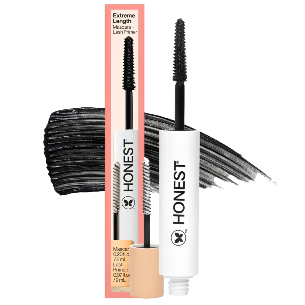 Honest Beauty 2-in-1 Extreme Length Clean Mascara + Lash Primer | Lengthening + Volumizing | Cruelty Free + Safe for Sensitive Eyes | Black, .27 fl oz Honest Beauty 2-in-1 Extreme Length Clean Mascara + Lash Primer | Lengthening + Volumizing | Cruelty Free + Safe for Sensitive Eyes | Black, .27 fl oz
