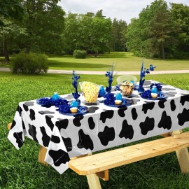 Cow Print Tablecloth (Pack of 6) 54 X 72 Inch Tablecloths for Cow Themed Party Decorations, and Birthday Party Decorations, Picnic Table Covers, (Black and White) Cow Print Tablecloth (Pack of 6) 54 X 72 Inch Tablecloths for Cow Themed Party Decorations, and Birthday Party Decorations, Picnic Table Covers, (Black and White)
