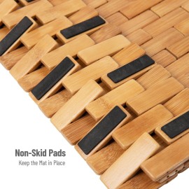 Mind Reader Bath Mat, Shower Mat, Bathtub Mat, Bathroom Accessory, Wood, Rayon from Bamboo, 23.5L x 16.5W x 0.4H, Brown Mind Reader Bath Mat, Shower Mat, Bathtub Mat, Bathroom Accessory, Wood, Rayon from Bamboo, 23.5L x 16.5W x 0.4H, Brown