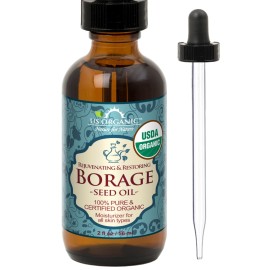 US Organic Borage seed Oil (18% GLA), USDA Certified Organic, 100% Pure & Natural, Cold Pressed, aka Starflower oil, in Amber Glass Bottle w/Eye dropper for Easy Application (2 oz (56 ml))
